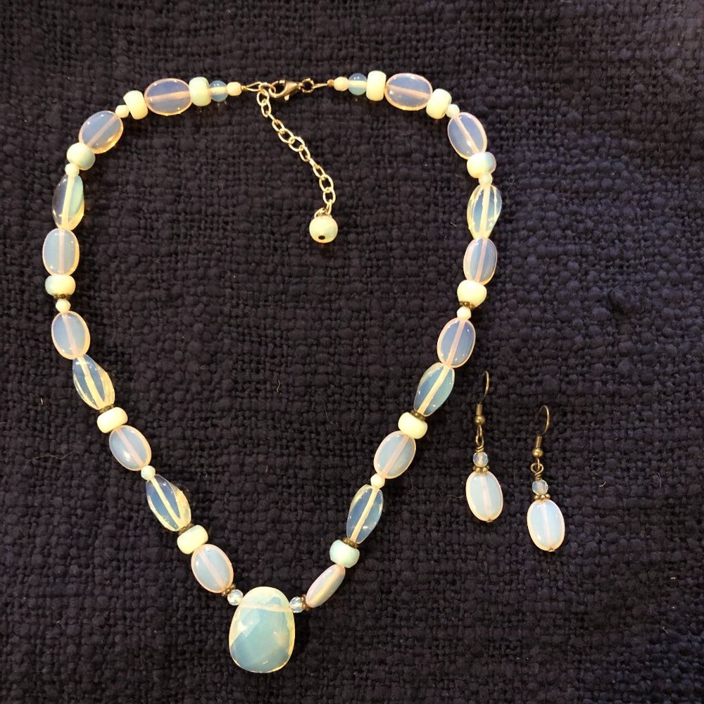 Blue Necklace and Earrings Set